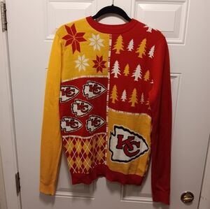 KC| Kansas City Chiefs Holiday Christmas Red and Yellow Sweater Sz M